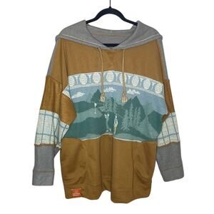 Hippie Hued Rework Hoodie Pullover Golf Forest Patchwork Sweater Unisex